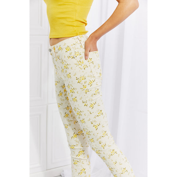 Denim - Judy Blue Full Size Golden Meadow Floral Skinny Jeans -  - Cultured Cloths Apparel