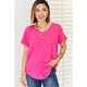 Women's Short Sleeve - Zenana V-Neck Rolled Short Sleeve T-Shirt - Hot Pink - Cultured Cloths Apparel