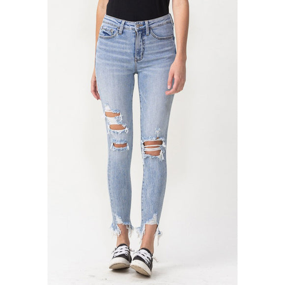 Denim - Lovervet Full Size Lauren Distressed High Rise Skinny Jeans - Light - Cultured Cloths Apparel