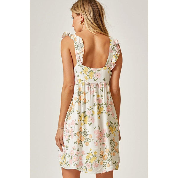 Women's Dresses - Flutter Sleeve Floral Print Dress -  - Cultured Cloths Apparel