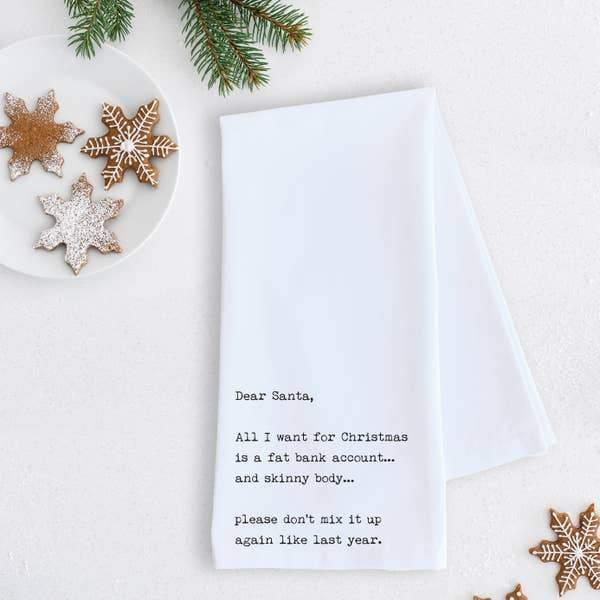 Gifts - Devenie Designs - Fat Bank Account - Tea Towel - Holiday - BLACK TEXT - Cultured Cloths Apparel