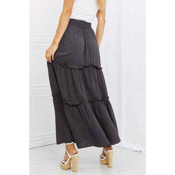 skirts - Zenana Summer Days Full Size Ruffled Maxi Skirt in Ash Grey -  - Cultured Cloths Apparel