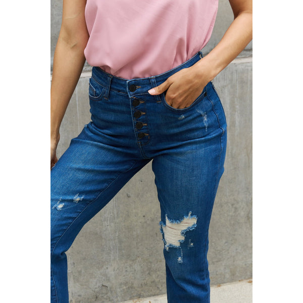 Denim - Judy Blue Melanie Full Size High Waisted Distressed Boyfriend Jeans -  - Cultured Cloths Apparel