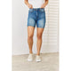 Women's Shorts - Judy Blue Full Size Tummy Control Double Button Bermuda Denim Shorts - Medium - Cultured Cloths Apparel