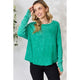 Women's Long Sleeve - Zenana Round Neck Long Sleeve Top - Kelly Green - Cultured Cloths Apparel