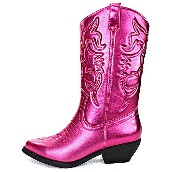 Shoes - Reno Cowgirl Boots - FUCHSIA - Cultured Cloths Apparel