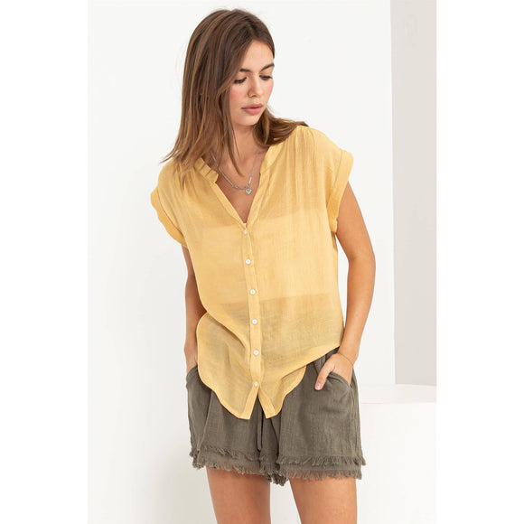 Women's Short Sleeve - Button-Down Flowy Top -  - Cultured Cloths Apparel