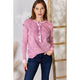 Women's Long Sleeve - Zenana Washed Half Button Exposed Seam Waffle Top - Light Plum - Cultured Cloths Apparel
