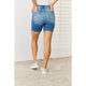 Women's Shorts - Judy Blue Full Size Tummy Control Double Button Bermuda Denim Shorts -  - Cultured Cloths Apparel