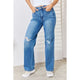 Denim - Judy Blue Full Size High Waist Distressed Straight-Leg Jeans -  - Cultured Cloths Apparel