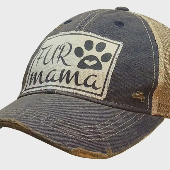 Baseball Hats - Fur Mama Distressed Trucker Hat Baseball Cap -  - Cultured Cloths Apparel