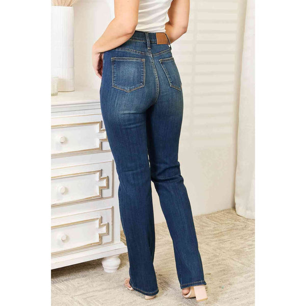 Denim - Judy Blue Full Size Elastic Waistband Straight Jeans -  - Cultured Cloths Apparel