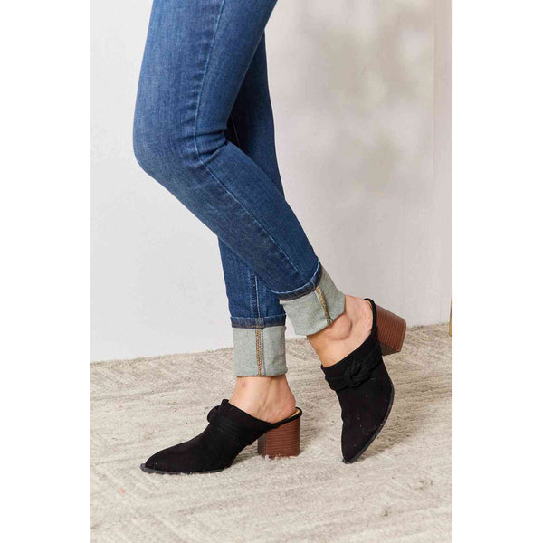 Shoes - East Lion Corp Pointed-Toe Braided Trim Mules - Black - Cultured Cloths Apparel