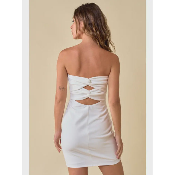 Women's Dresses - Twisted Back Detail Mini Tube Bodycon Dress -  - Cultured Cloths Apparel