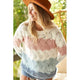 Women's Sweaters - BiBi Color Block Openwork Long Sleeve Sweater - MAUVE/D.SAGE/DENIM - Cultured Cloths Apparel