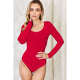 Women's Long Sleeve - Basic Bae Full Size Round Neck Long Sleeve Bodysuit - Red - Cultured Cloths Apparel