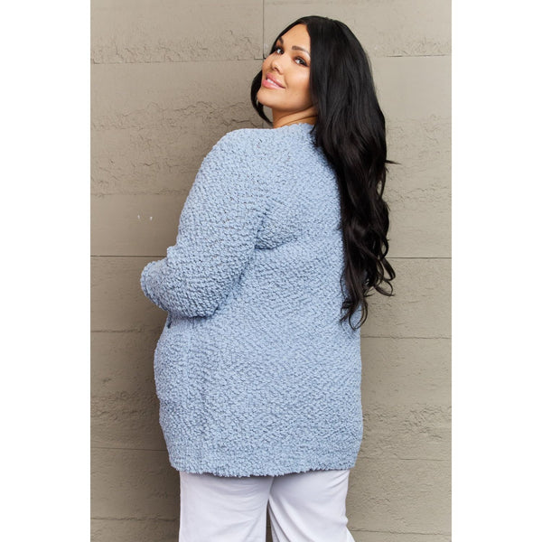 Outerwear - Zenana Falling For You Full Size Open Front Popcorn Cardigan -  - Cultured Cloths Apparel
