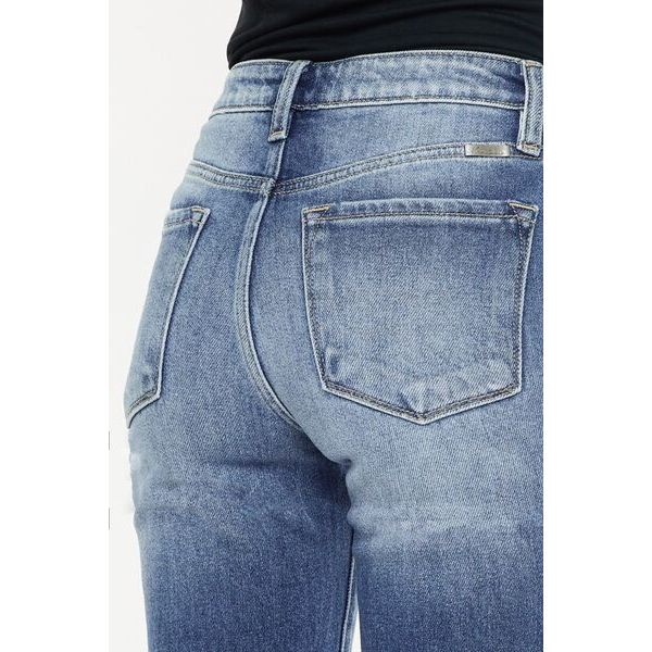 Denim - Kancan High Waist Distressed Hem Detail Cropped Straight Jeans -  - Cultured Cloths Apparel