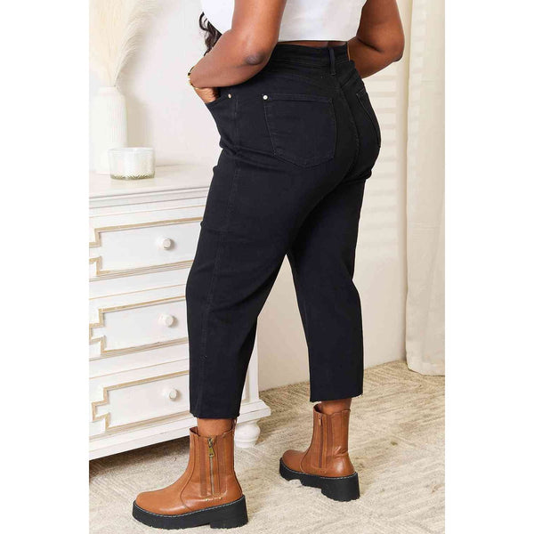 Denim - Judy Blue Full Size High Waist Wide Leg Cropped Jeans -  - Cultured Cloths Apparel