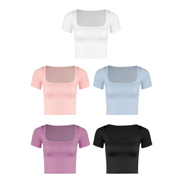 Athleisure - Crop Square Neck Tee -  - Cultured Cloths Apparel