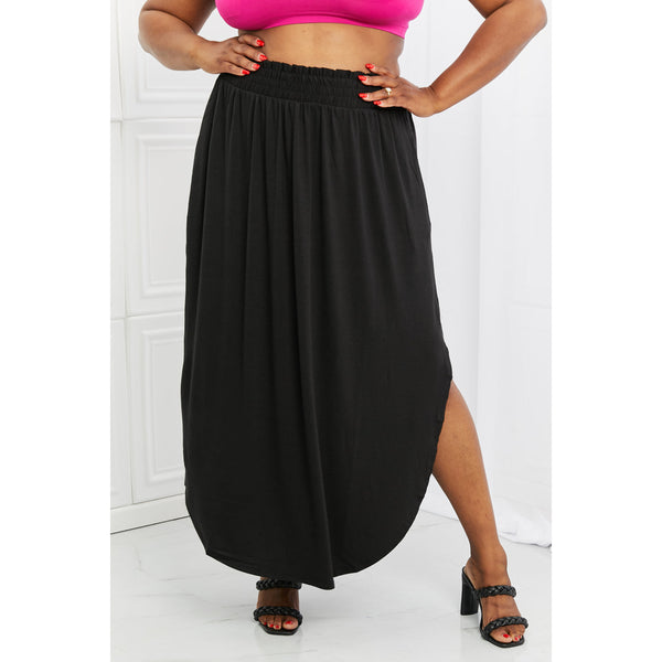 Skirts - Zenana It's My Time Full Size Side Scoop Scrunch Skirt in Black - Black - Cultured Cloths Apparel