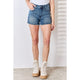 Women's Shorts - Judy Blue Full Size High Waist Raw Hem Denim Shorts - MEDIUM - Cultured Cloths Apparel