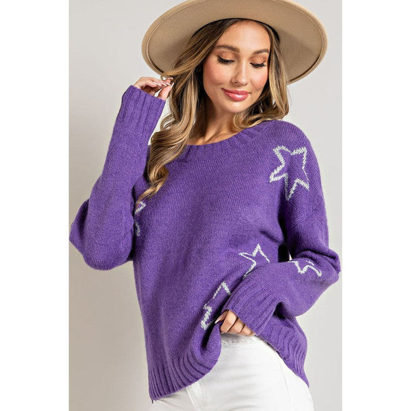 Women's Sweaters - Star Pattern Sweater -  - Cultured Cloths Apparel