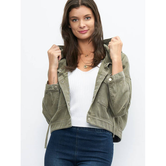 Outerwear - Wide Hoodie Crop Length Washed Jacket -  - Cultured Cloths Apparel