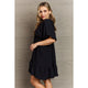 Women's Dresses - Hailey & Co Comfort Cutie Double V-Neck Puff Sleeve Mini Dress -  - Cultured Cloths Apparel
