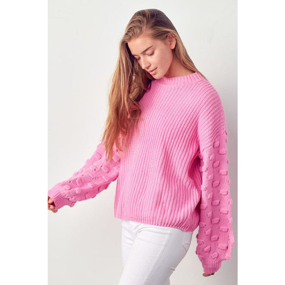 Women's Sweaters - Three-Dimensional Bubble Sleeve Sweater - Cool Pink - Cultured Cloths Apparel