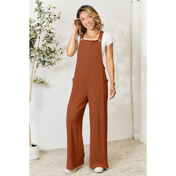 Romper - Double Take Full Size Wide Strap Overall with Pockets -  - Cultured Cloths Apparel