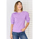 Women's Short Sleeve - Zenana Round Neck Puff Sleeve Sweater - B Lavender - Cultured Cloths Apparel