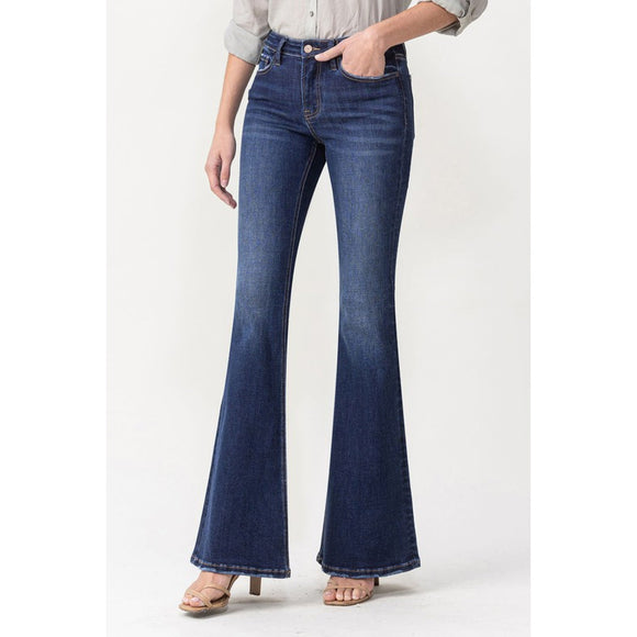 Denim - Lovervet Full Size Joanna Midrise Flare Jeans - Dark - Cultured Cloths Apparel