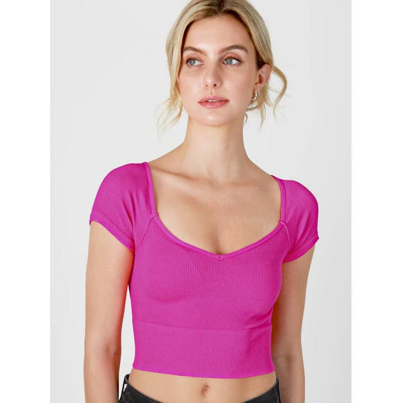 Athleisure - Cap Sleeve Ribbed Crop Top - English Rose - Cultured Cloths Apparel