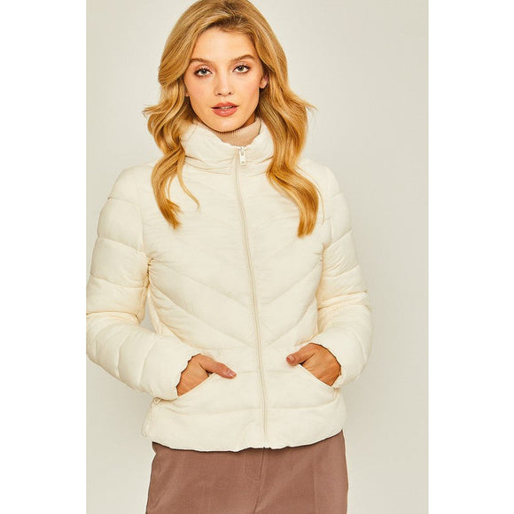 Outerwear - Cute Puffer Jacket with Compact Pouch - Ivory - Cultured Cloths Apparel