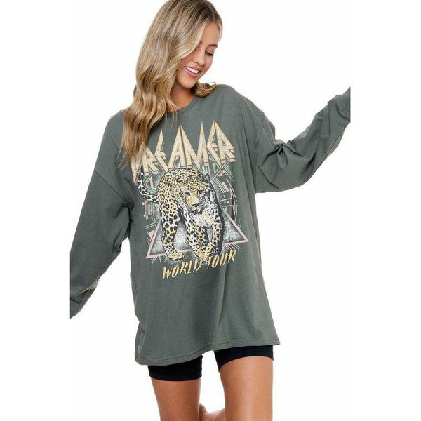 Graphic T-Shirts - Dreamer Leopard Oversized Graphic T-Shirt -  - Cultured Cloths Apparel