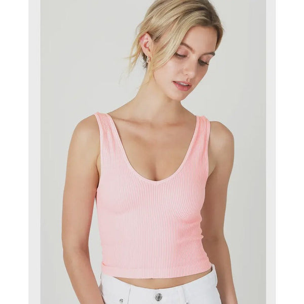 Athleisure - Reversible Ribbed Crop Top - Crystal Rose - Cultured Cloths Apparel
