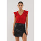 Women's Short Sleeve - Floral Lace Back Woven Top - Red - Cultured Cloths Apparel