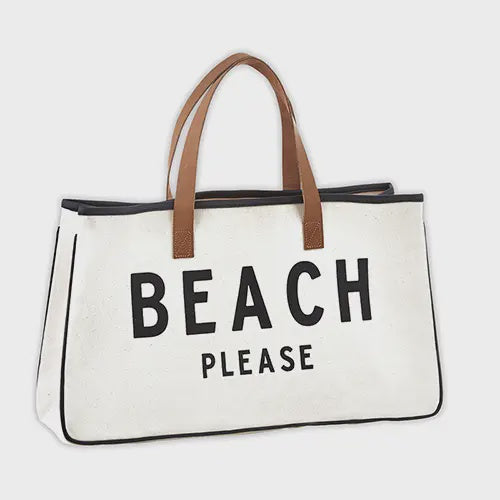 Handbags - Canvas Tote Bag - Beach Please - Cultured Cloths Apparel