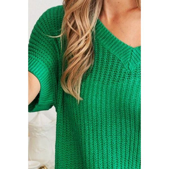 Women's Short Sleeve - BiBi V-Neck Short Sleeve Sweater -  - Cultured Cloths Apparel