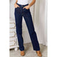 Denim - Judy Blue Full Size Raw Hem Straight Leg Jeans with Pockets - Dark - Cultured Cloths Apparel