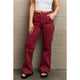 Denim - Judy Blue Malia Full Size High Waist Front Seam Straight Jeans - Burgundy - Cultured Cloths Apparel