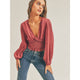 Women's Long Sleeve - Blushing Smocked Ruffle V Neckline Top -  - Cultured Cloths Apparel