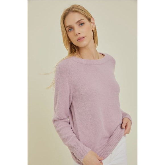 Women's Sweaters - Raglan Ribbed Crew Neck Sweater - Lavender - Cultured Cloths Apparel