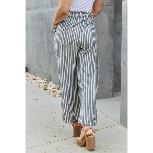 Denim - Heimish Find Your Path Full Size Paperbag Waist Striped Culotte Pants -  - Cultured Cloths Apparel