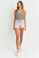 Women's Shorts - Just USA High Rise Destroyed Short -  - Cultured Cloths Apparel