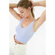 Women's Sleeveless - V Neck Ribbed Cropped Top - Ice Blue - Cultured Cloths Apparel