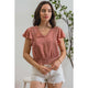 Women's Short Sleeve - Lace Trim V Neck Woven Top -  - Cultured Cloths Apparel