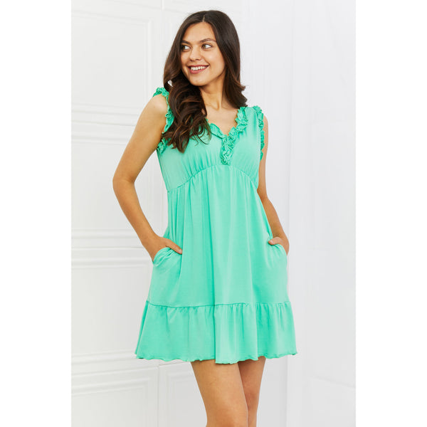 dresses - Culture Code Minty Fresh Full Size Ruffle Mini Dress -  - Cultured Cloths Apparel