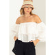 Women's Short Sleeve - Easy Win Off the Shoulder Tiered Blouse - Off White - Cultured Cloths Apparel